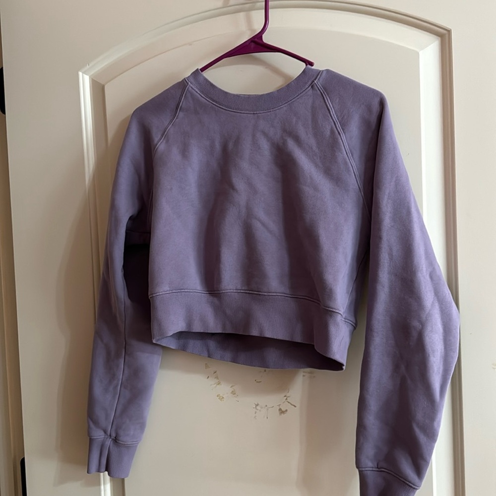 Aritzia crewneck slightly cropped sweatshirt. Color is purple. Size small.